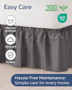 CGK Wrap Around Dust Ruffle Bed Skirt - King Size, 15" Inch, Charcoal - Image 6