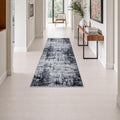 2x5 Washable Runner Rug：Modern Abstract Soft Carpet Dark Black by FXRHLP