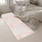 3x10 Washable Runner Rug：Modern Abstract Soft Carpet Pink White - Image 5