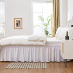 MEILA Wrap Around Elastic Bed Skirt for Twin & Full Beds, 12" Drop, White - Image 2