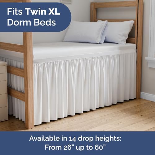 CGK Linens Dorm Room Bed Skirt Full XL - Dorm Room Essentials - 36" White - Image 2