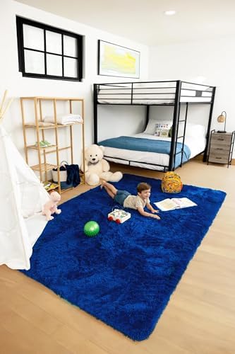 Ophanie Soft Fluffy Shaggy Rugs for Bedroom Living Room Dorm Nursery Home Decor Aesthetic,Color Navy Blue,Size 6' x 9' - Image 2