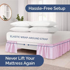 CGK Linens Wrap Around Dust Ruffle Bed Skirt - Queen, 18" Light Pink - Image 2