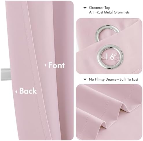MIULEE Blackout Curtains for Bedroom 2 Panels 40 x 45 Inch Long Light Pink - Image 4