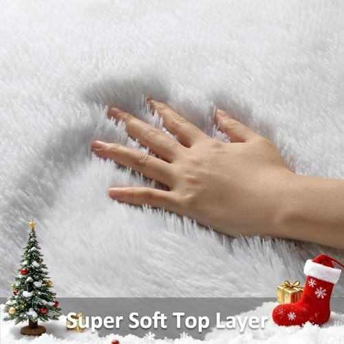 Ophanie White Rugs for Bedroom Fluffy, Kids Baby Shaggy Shag Fuzzy Soft Carpet, 3x5 Small Plush Bedside Area Rug, Indoor Floor Room Carpets for Dorm Home Decor with Over 99 pcs Pile fibers - Image 2