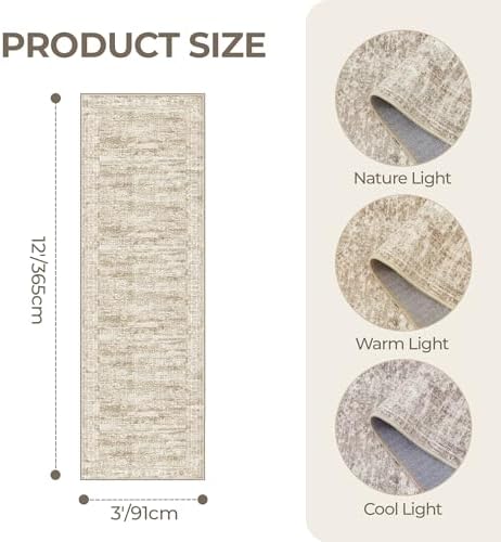 3x12 Runner Rug Non Slip,Washable Hallway Runner Rug,Brown - Image 2