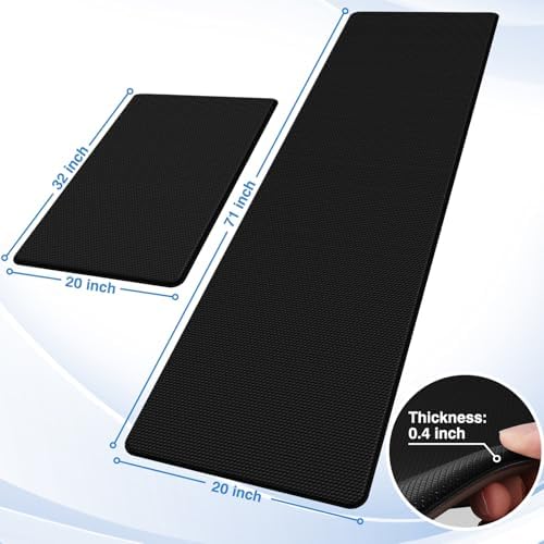 StepRite Kitchen Mats for Floor, 2-Piece Anti-Fatigue Kitchen Rugs, Black - Image 2