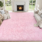 PLHXFR 10x12 Area Rugs Living Room: Fluffy Bedroom Rug Shag Carpet Pink - Image 2