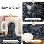 Vacuum-Friendly, 6x9 Washable Area Rug, Blue Gray White - Image 6