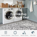 Lofus 9x12 Area Rugs for Living Room Bedroom, Soft Boho Carpet Floral Grey - Image 5