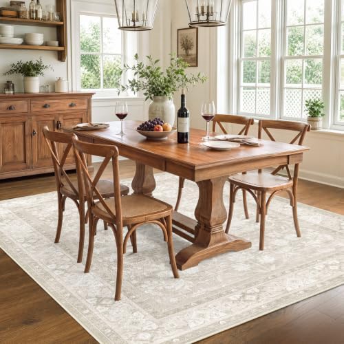 SameBed 5x7 Area Rug Living Room, Vintage Neutral Washable Carpet Beige - Image 3