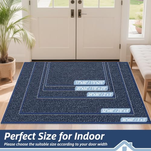 BEQHAUSE Dirt Trapper Door Mat 32" x 48", Non-Slip Washable Doormats, Blue - Image 2
