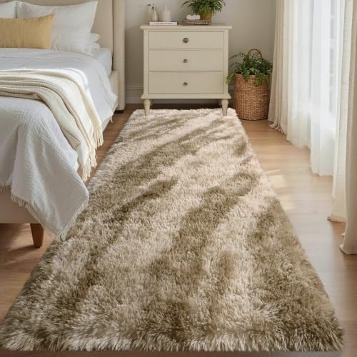 Noahas 2x10 Khaki Fluffy Soft Runner Rug Non-Slip for Bedroom Dorm Hallway by ModernHomeDecor