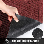 HIYARD Sturdy Front Door Mat, Absorbent Muddy Dirt Resist Welcome Door Mats Outdoor Indoor, Stain and Fade Resistant, Non-Slip Rubber Backing Low Profile Doormat for Entryway, 47×32, Red - Image 4