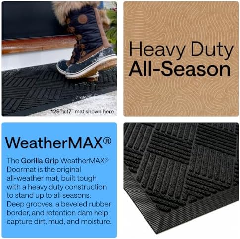GORILLA GRIP WeatherMAX Door Mat, Indoor Outdoor Use, 29x17, Black Diamond - Image 3