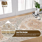 Washable Area Rug 2'6'' x 8' Vintage Traditional Persian Mat - Foldable Distressed Non-Slip Machine Washable Carpet for Living Room Bedroom Kitchen Home Decor - Dove Gray and Coral - Image 5