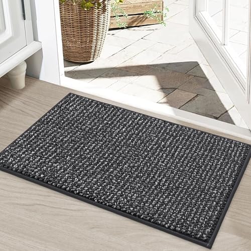 BEQHAUSE Dirt Trapper Door Mat 20"x32", Non-Slip Washable Doormat, Charcoal by BEQHAUSE