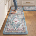 Collive Kitchen Rugs Sets of 2 Non Slip Washable, Aque Kitchen Floor Mats by Collive