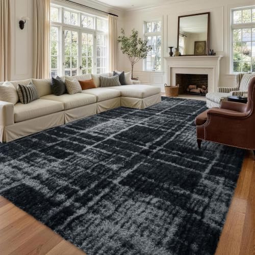 8x10 Extra Large Grey Fluffy Soft Area Rug Non-Slip for Living Room Bedroom by ModernHomeDecor