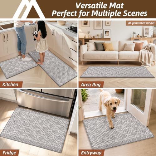 COSY HOMEER Kitchen Rugs Sets of 2 Non-Slip Washable,20”x30“+20”X48“ - Image 7