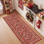 2x6 Christmas Runner Rug for Hallway,Washable Kitchen Rugs,Red - Image 3