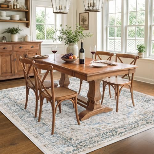 SameBed 5x7 Area Rug Living Room, Vintage Washable Carpet Grey Blue - Image 3