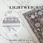 Hallway 2x6 Washable Runner Rug: Oriental Stain Resistant Kitchen Entryway Rugs Farmhouse Ultra Soft Bathroom Bedroom Print Floor Mat Thin Non Slip Indoor Carpet for Living Room Laudry (2 X 6, Grey) - Image 4