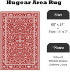 HUGEAR 5x7 Christmas Red Floral Washable Area Rug for Living Room - Image 2