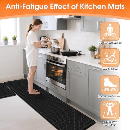 TranquilRelax Kitchen Mats, Cushioned Mats with Extra-Long Runner, Black - Image 4