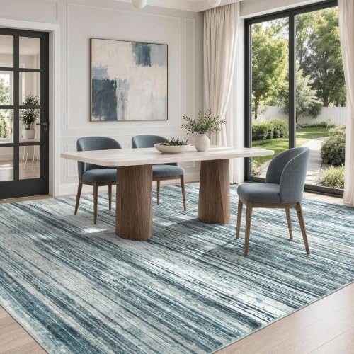 8x10 Area Rug for Living Room, Abstract Washable Non-Slip Rugs, Slate Grey - Image 3
