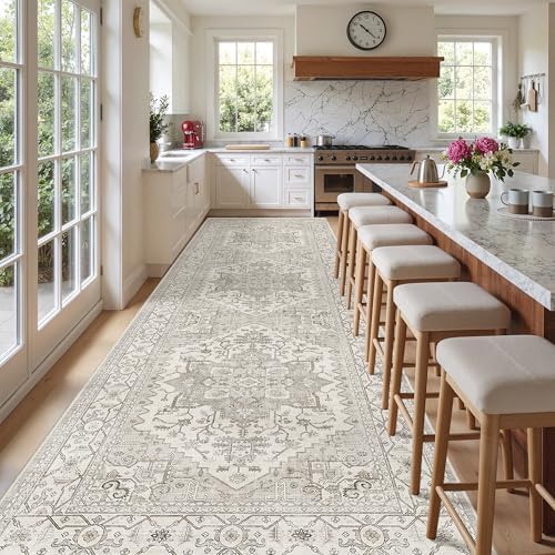 Madane 4x12 Wide Hallway Runner Rug Washable for Living Room, Beige/Brown - Image 3