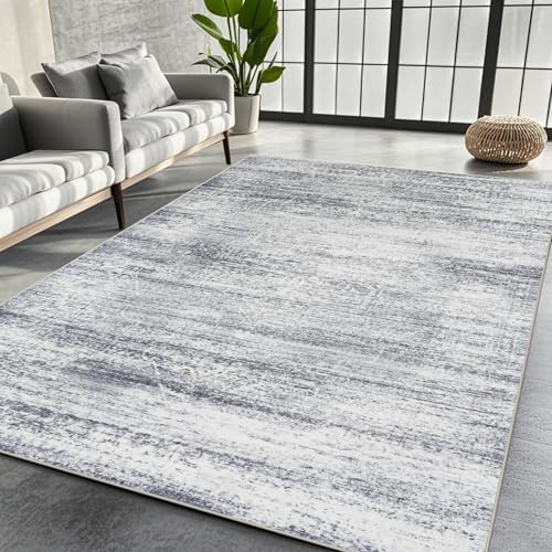 8x10 Washable Area Rugs for Living Room,Bedroom,Dining Room (Grey Cream) by Srugn