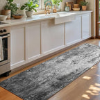 2.6x8 Black Rug Runners for Hallways Kitchen Runner Rug Non Slip Washable Black Long Runner Rugs with Rubber Backing Soft Abstract Carpet Runner for Bedroom, Kitchen, Bathroom, Entryway - Image 2