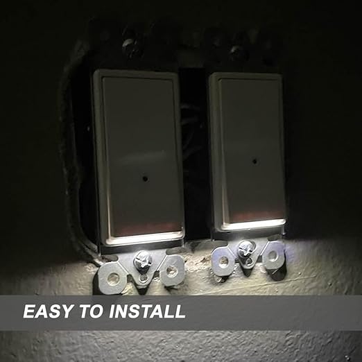 2Pack SOZULAMP Illuminated Light Switch-Single Pole Wall Switch with Night Light, 15A 120/277V,3 Wire, Grounding Screw, Glossy White