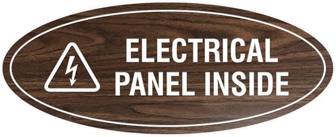 Signs ByLITA Oval Electrical Panel Inside Sign (Walnut) - Large 2 Pack