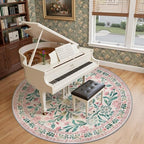 PLHXFR Round Area Rug Living Room: 8 ft Floral Washable Carpet Pink Green - Image 4