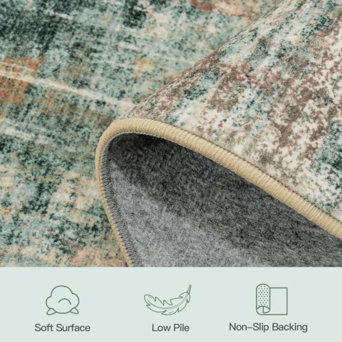 2x 10 Area Rug for Hallways, Abstract Washable Runner Rugs,Coffee/Green - Image 7