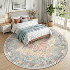 RELEANY Washable Area Rug, Round 10ft, Blue/Orange/Red - Image 2