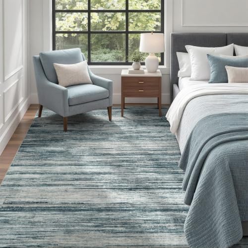 5x7 Area Rug for Living Room, Abstract Washable Non-Slip Rugs, Slate Grey - Image 2