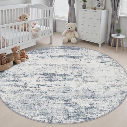 Round Area Rug Living Room: 8 ft Modern Washable Indoor Carpet - Image 5