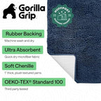 GORILLA GRIP Bath Rug Mat for Bathroom, Absorbent Chenille, 70x24 Navy Blue - Image 2