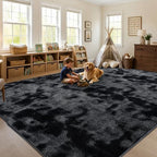 7x10 Large Tie-dye Dark Grey Area Rug Washable Non-Slip for Living Room - Image 3