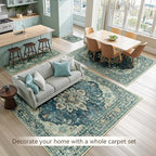 RELEANY Washable Area Rug, Large 9'x12', Blue/Vintage Dark Blue - Image 4