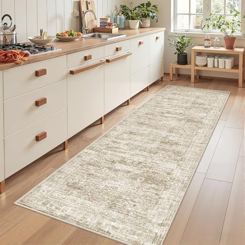 2'6 x 8' Runner Rug Non Slip,Washable Kitchen Rugs,Brown by Restydon