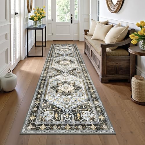 Yamaziot Washable Runner Rug, 2x8 Non-Slip Boho Vintage Hallway Kitchen Rug by Yamaziot