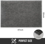 HIYARD Sturdy Front Door Mat, Absorbent Muddy Dirt Resist Welcome Door Mats Outdoor Indoor, Stain and Fade Resistant, Non-Slip Rubber Backing Low Profile Doormat for Entryway, 47×32, Grey - Image 2
