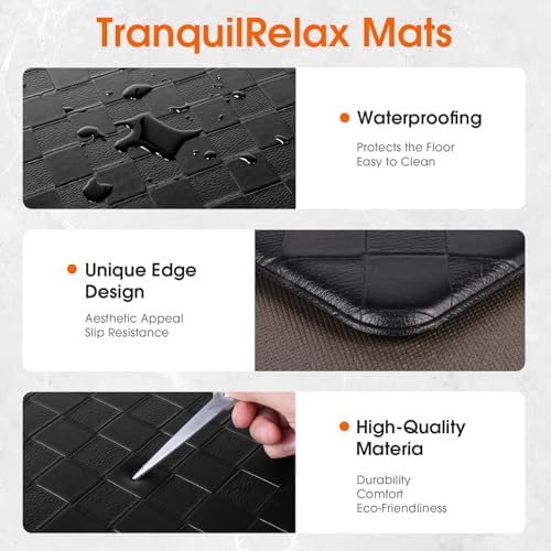 TranquilRelax Kitchen Mats, Cushioned Mats with Extra-Long Runner, Black - Image 3