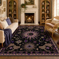 Vacuum-Friendly, 5x8 Washable Area Rug, Black Purple Beige by meejou