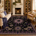 Vacuum-Friendly, 5x8 Washable Area Rug, Black Purple Beige by meejou