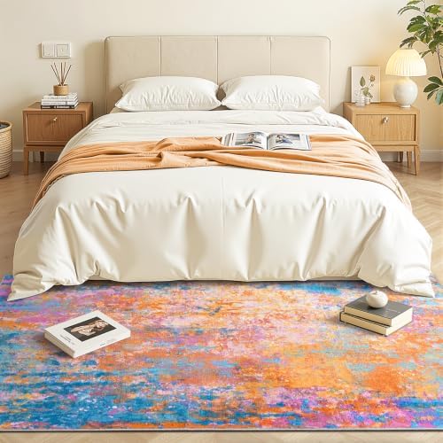 Entryway Rug 3x6 Rainbow Bedroom Area Rug Washable Non Slip Abstract Boho Rugs for Indoor Entry, Kitchen, Classroom, Bathroom, Kids Girls Room, Office, College Dorm Small Carpet - Image 5